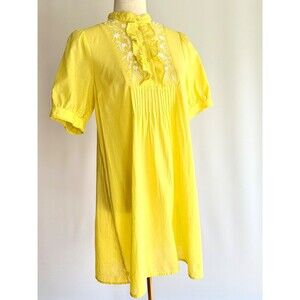 French Connection Alowie Embroidered Organic Cotton Shift Dress Size Small S